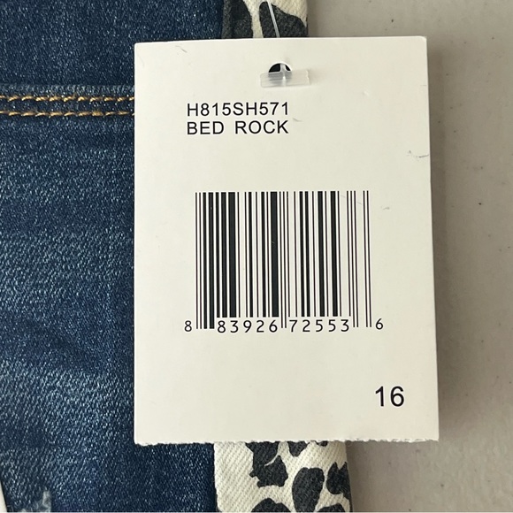 HUDSON JEANS NWT SHORT SHORT JEAN SHORTS IN BLUE BED ROCK COW PRINT 14 16 GIRLS - Picture 7 of 12